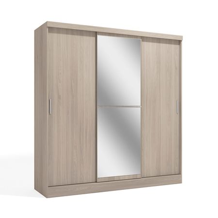 Ropero Viena 3 Puertas Corredizas 3 Cajones 3 Repisas + Espejo MDP Almendra