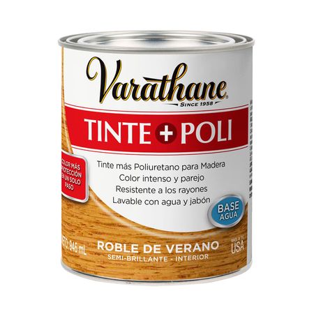 Tinte + Barniz base agua Roble 0,946L