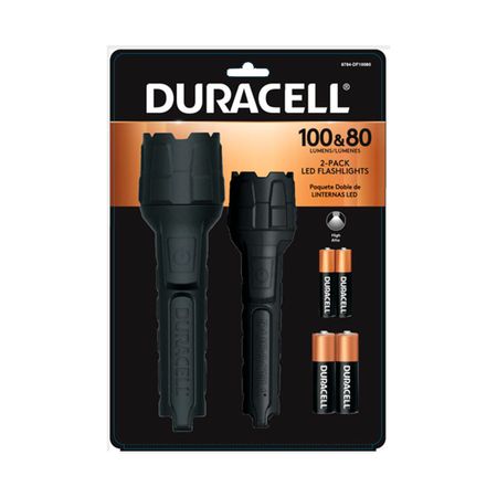 Linterna Recargable Duracell Rubber Pack 80+100 Lumen Negro
