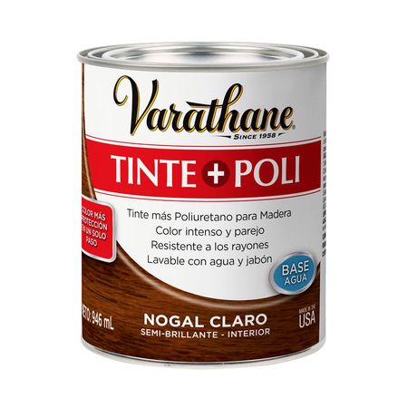 Tinte + Barniz base agua Nogal Claro 0,946L Varathane