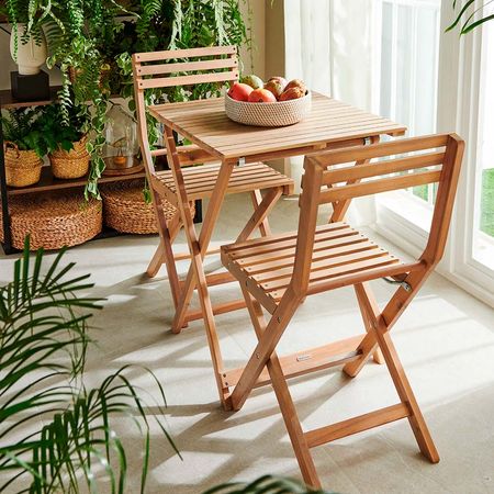 Juego de Terraza Balconero Origami Acacia 2 Personas Naterial