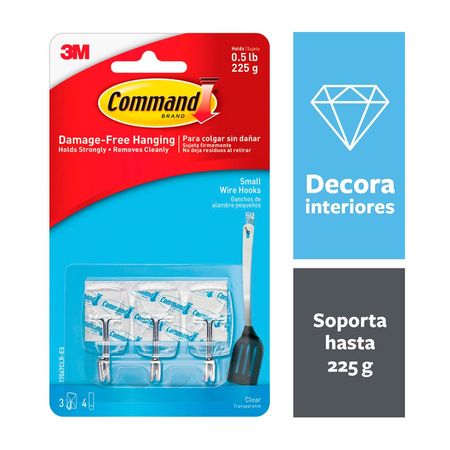 Gancho 3M transparente para cocina, 3 unidades