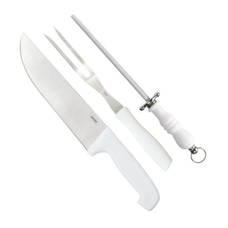 Set parrillero 3 piezas mango plástico MOR