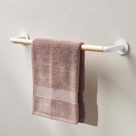 Toallero de Madera/Metal Sensea Scandi Barra 45cm Blanco Brillante