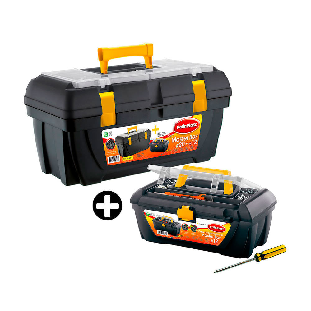 Caja de Herramientas Polinplast Masterbox #20 + #12 Negro
