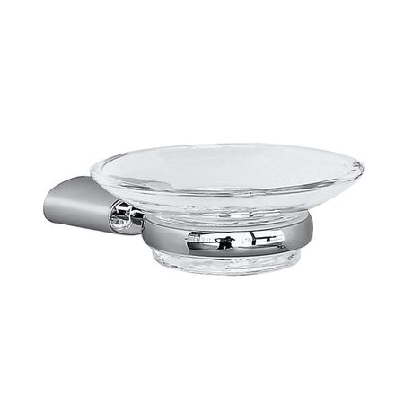 Jabonera Oval Vainsa Cromada de Acero y Vidrio
