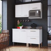 Mueble de Cocina Modular Orange para Microondas con Cajonera 140cm Blanco