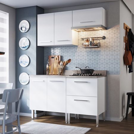 Mueble de Cocina Modular Orange con Cajonera 140cm Blanco