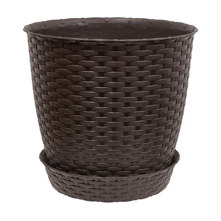 Maceta Redonda Diseño Ratán 33x30cm Reyplast Marrón