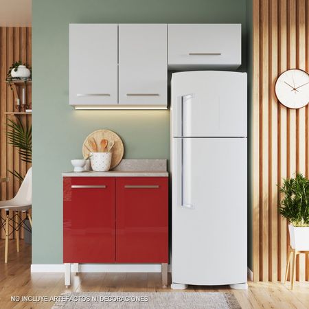 Mueble de Cocina Modular Orange 140cm Blanco/Rojo