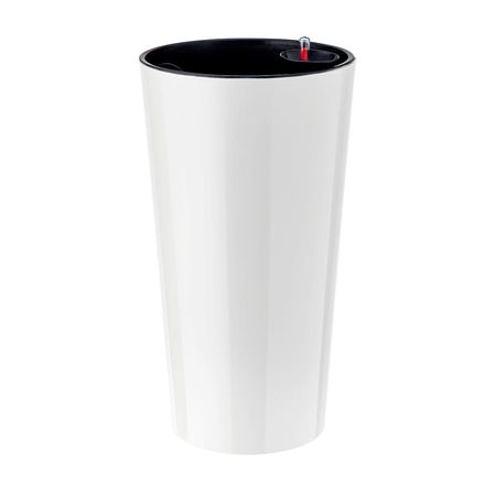 Maceta Redonda de Plástico con Sistema de Riego 26x46cm Blanco Reyplast