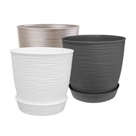 Maceta Redonda Diseño 21x20cm Blanco Reyplast