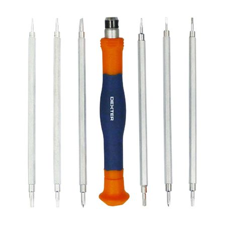 Set de Desarmadores Dexter 6 en 1 Azul con Mango Suave y Acabado Cromado