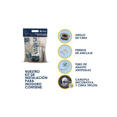 Kit de Instalación Premium para Inodoro Vainsa Gris de Acero Inoxidable/Plástico