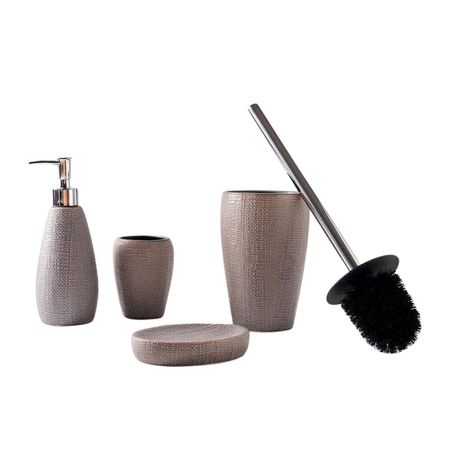 COMBO Vaso Oxford + Cepillo para sanitario Oxford + Jabonera Oxford + Dispensador de jabón Oxford Orange