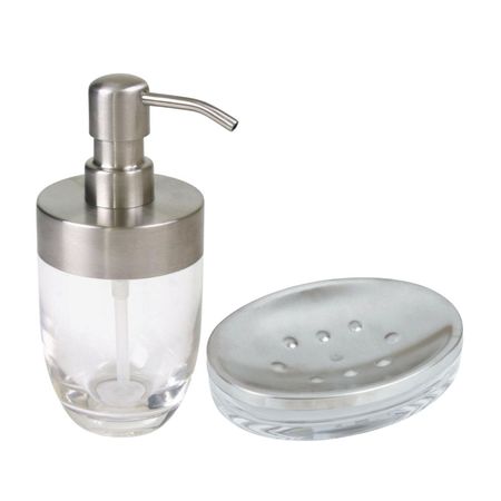 COMBO Dispensador de jabón Acrox Transparente Orange + Jabonera Acrox Transparente Orange