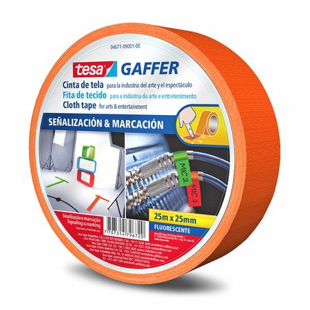 Cinta gaffer fluorescente 04671 25mmx25m Tesa