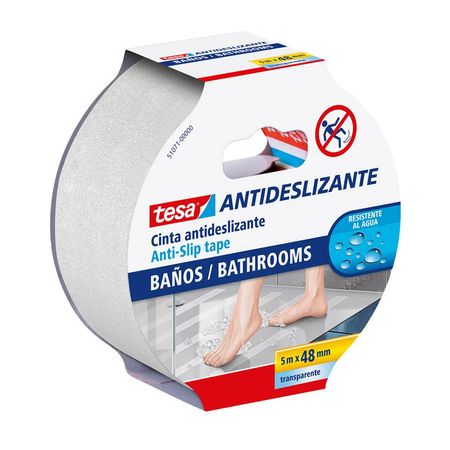 Cinta antideslizante Baños 51071 5mx48mm Transparente Tesa