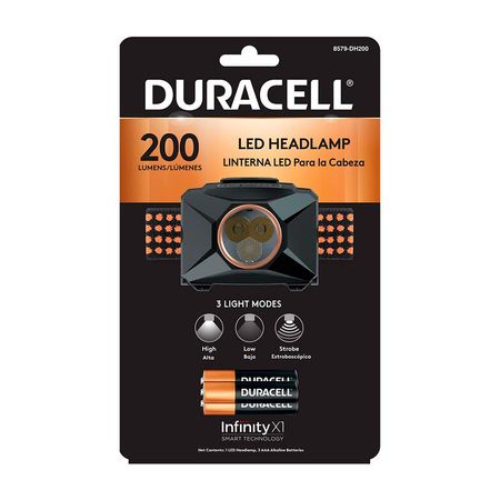Linterna manos libres 200 lúmenes Duracell con pila 3AAA
