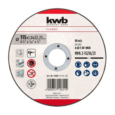 Disco de Corte 115x1 mm Carburo De Silicio KWB para Metal