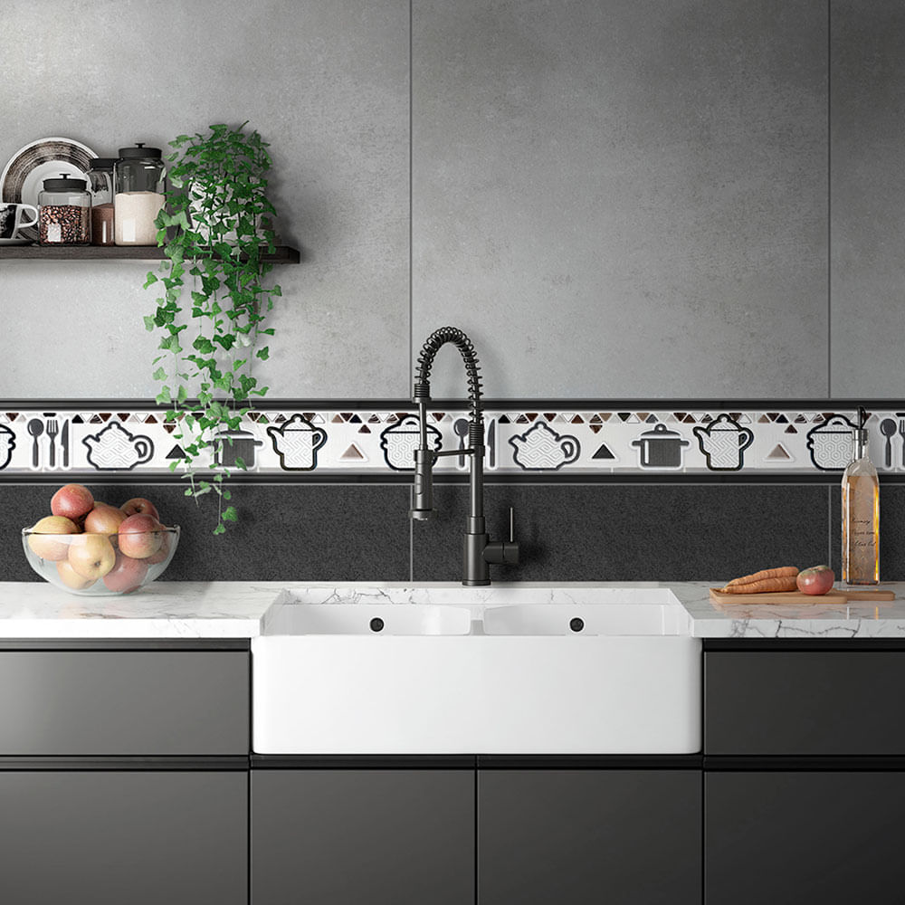 Listelo Cerámico Kantu Nuria Blanco Esmaltado 45x6.5cm