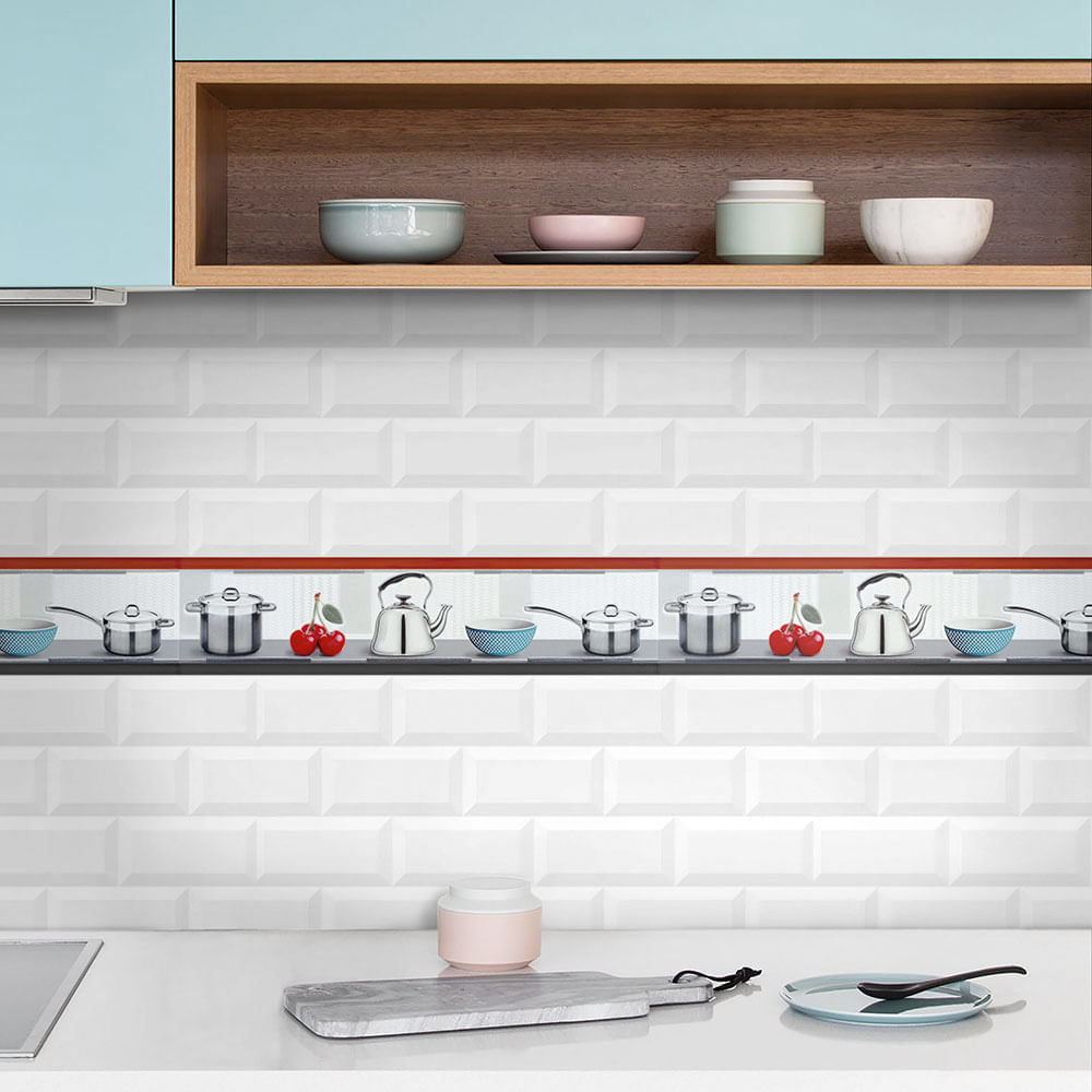 Listelo Cerámico Lupe Blanco 45x8.6cm Kantu