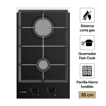 Cocina Encimera Sole S-Collection SOLCO061 Vidrio Templado a Gas 30cm