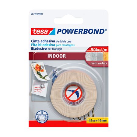 Cinta doble contacto interiores 19mm x 1.5m Tesa