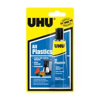 Pegamento UHU All Plastics Transparente para Plásticos Resistente y Duradero