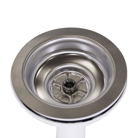Desagüe Canastilla Metusa Acero Inoxidable Plata 3 1/2' con Coleta de PVC 4'