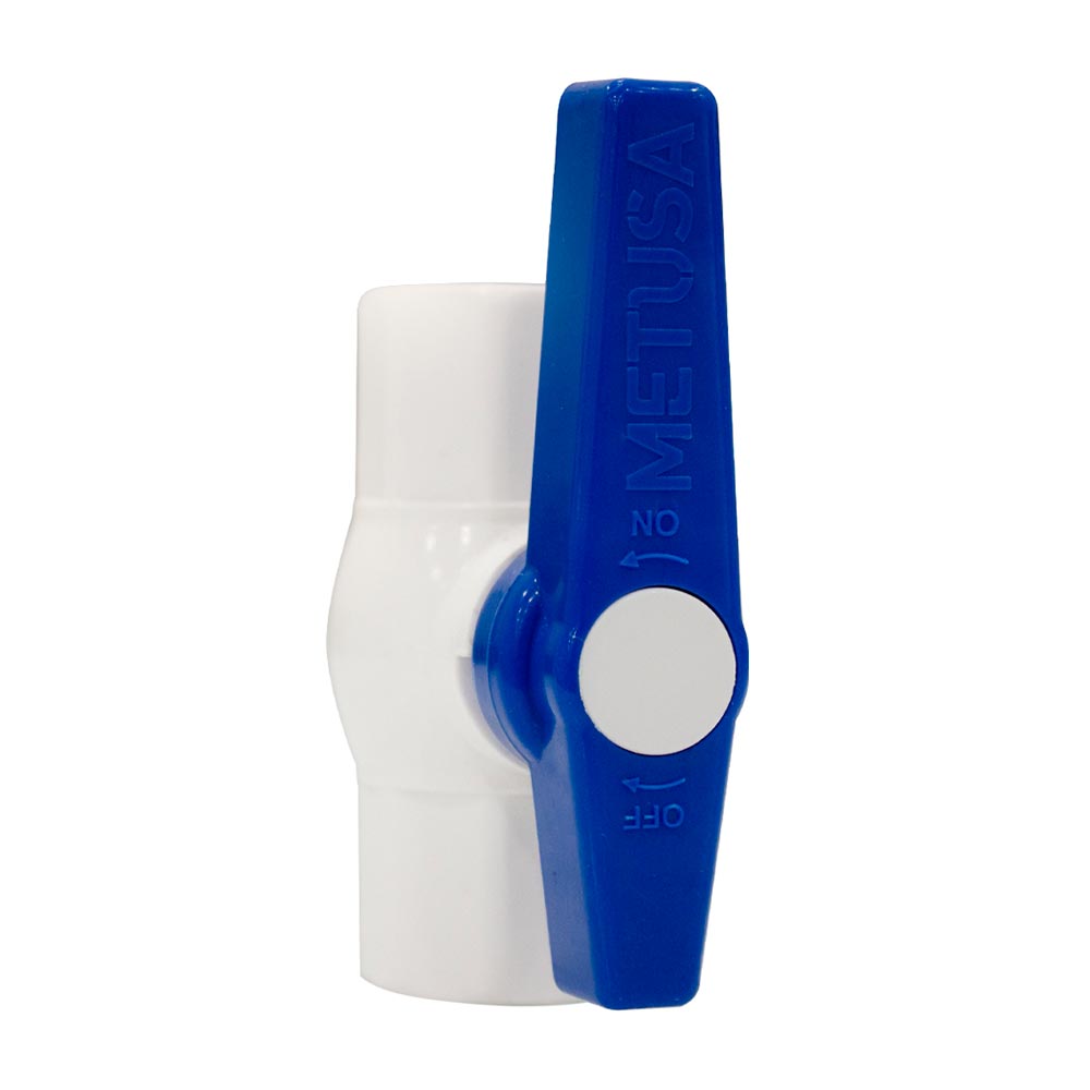Válvula esférica PVC 1/2" sin hilos Metusa