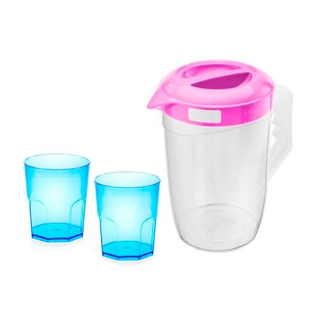 Pack Jarra Bio 2.6 litros y 2 vasos bar Reyplast