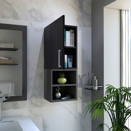 Mueble Lateral Organizador Melamina Negro Tuhome Lateral Madrid Wengue