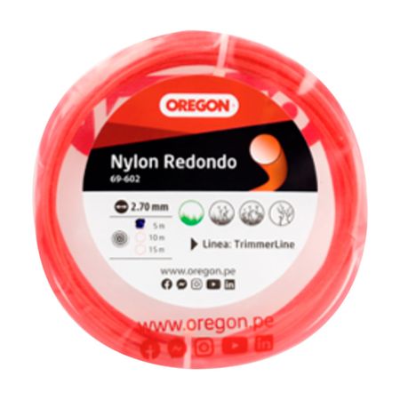 Nylon Otl redondo Rojo 2.7mm 5m Oregon
