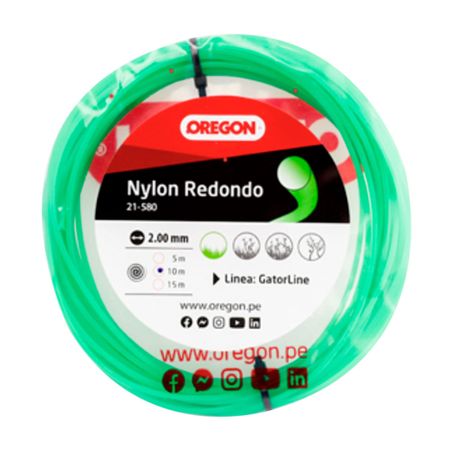 Nylon Gtl redondo Verde 2mm 10m Oregon