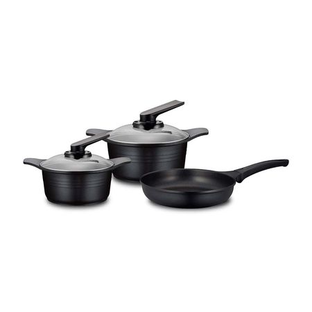 Juego de Ollas Aluminio Roichen Negro Libre de PFOA 5 Piezas