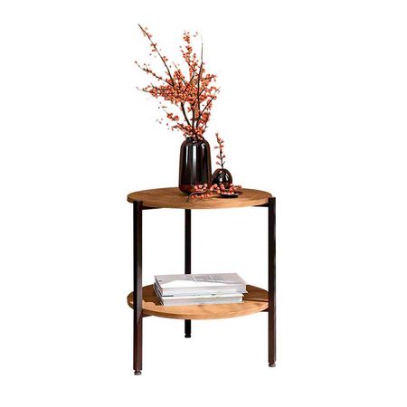 Mesa auxiliar London redonda 47cm Maple/Metal Orange