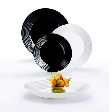 Jgo Comida 18 Harena blanco/negro Luminarc