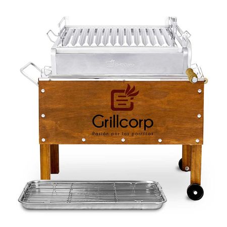 Caja China Mediana Grillcorp de Madera/Metal Modelo Mediana + Levante Marrón