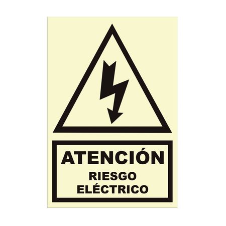 Señal de Riesgo Eléctrico Fotoluminiscente 22x15cm