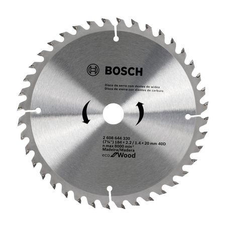 Disco de Sierra Circular Bosch Ecoline 184x20mm 40 dientes en Acero para Madera