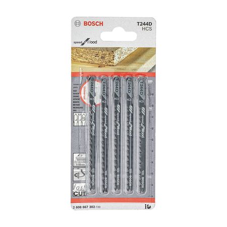Set de 5 hojas de calar Bosch T244D corte rápido para madera 100.4mm