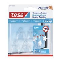 Gancho adhesivo deco transparente 0.2kg x 5 unidades Tesa