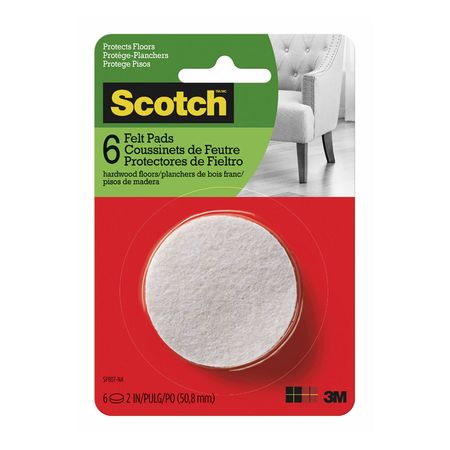 Protectores de fieltro Scotch redondos Beige 5.08 cm 6/Paquete