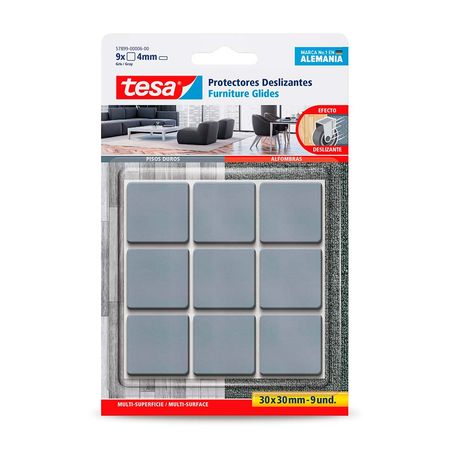 Protector deslizante cuadrado 30x30mm 9und Tesa
