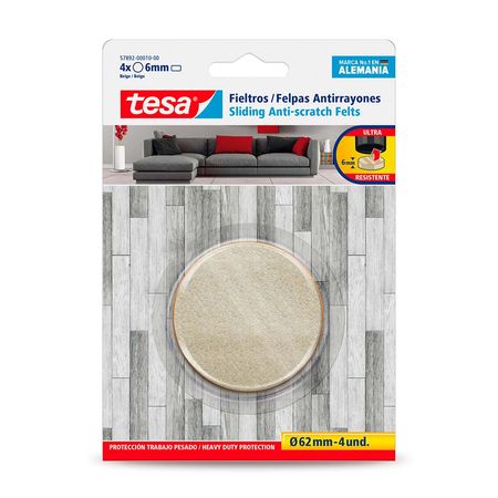 Felpa Protectora Tesa Antirayones Trabajo Pesado 62mm Beige (4 unidades)