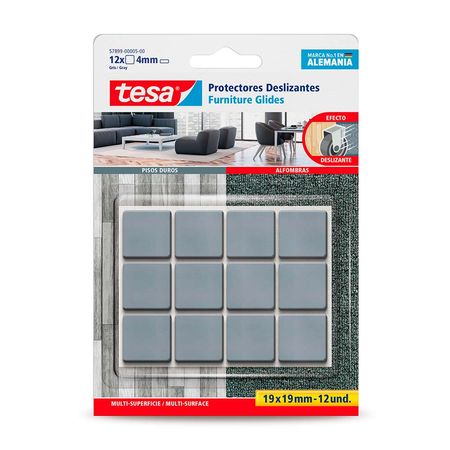 Protector deslizante cuadrado 19x19mm 12und Tesa