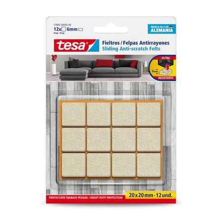 Felpa Protect antirayones T. pesado 20x20mm 12und Tesa