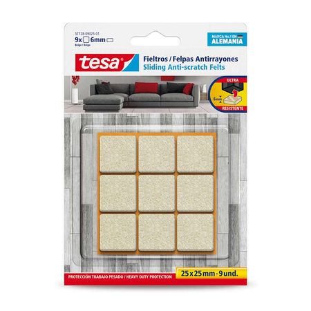 Felpa Protect antirayones Pesado 25x25mm 9und Tesa