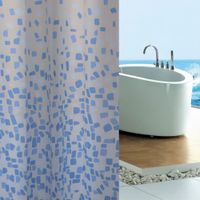 Cortina de Baño con Aros Pitukasa 180x180cm Peva Pica Pica Celeste